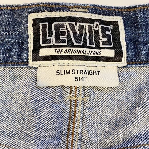 Levis 514 Jeans Mens 36x30 Slim Straight Leg Blue Denim Faux Flap Pocket Western - Picture 7 of 12